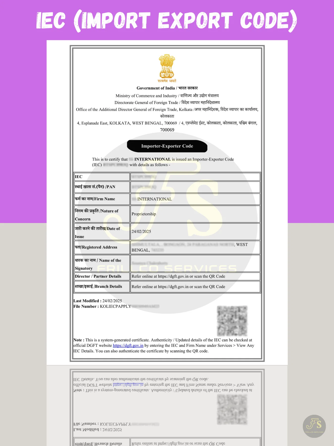 IEC (IMPORT EXPORT CODE)